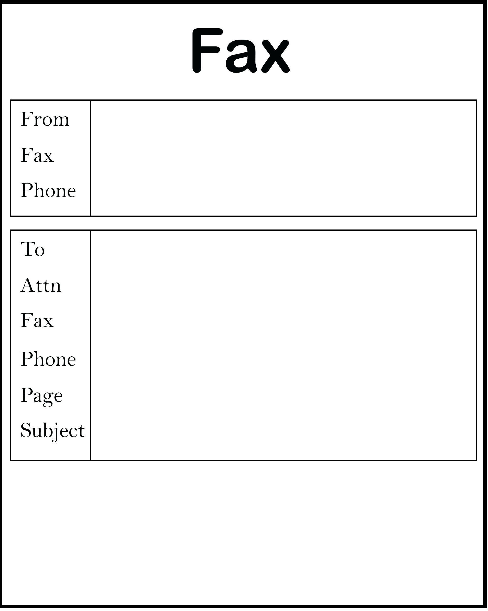 Blank Fax Cover Sheet