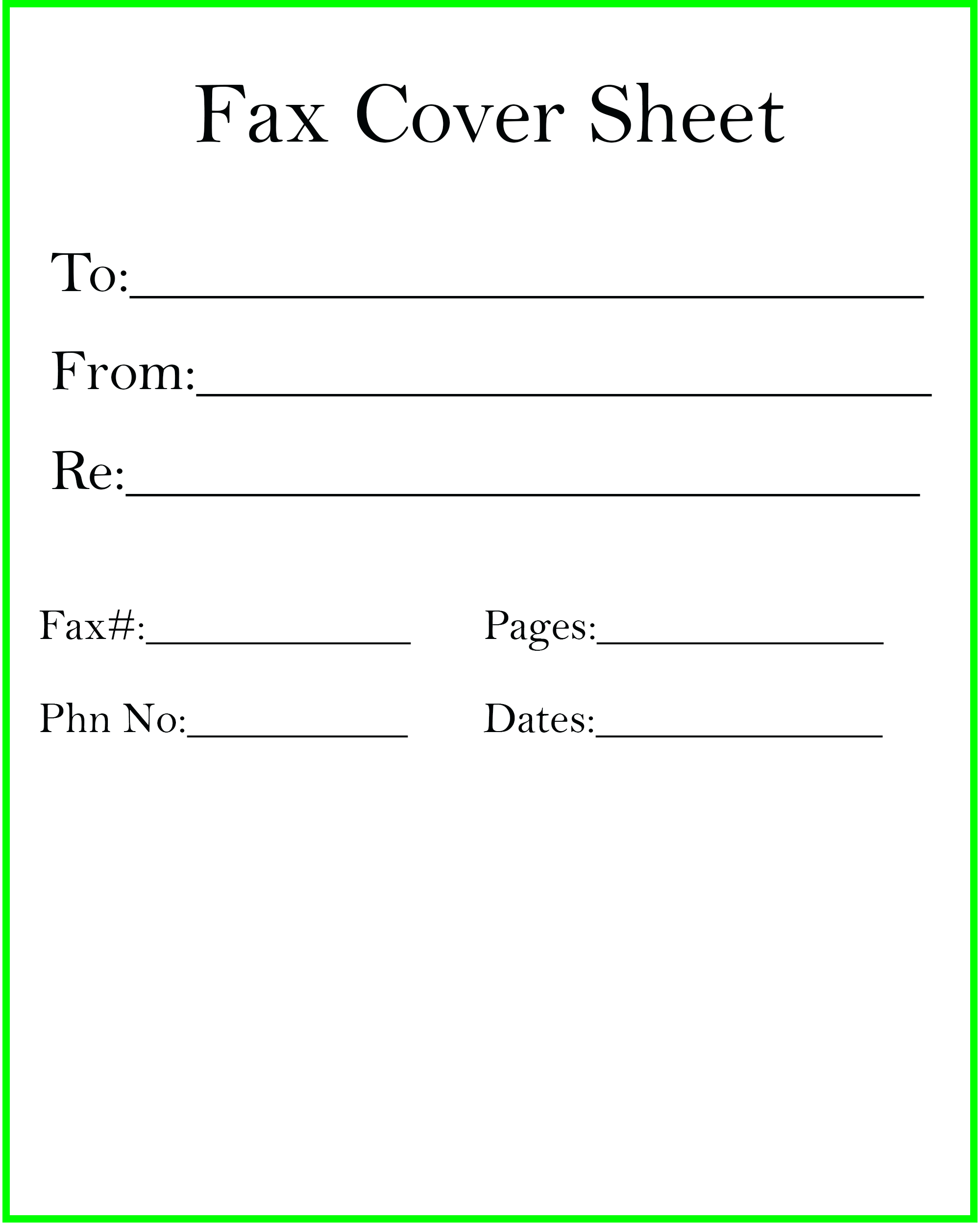 Fax Cover Sheet Free Blank Printable Template in PDF