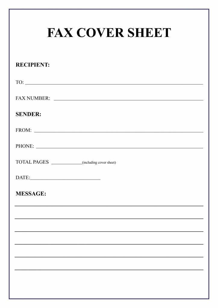 Fax Cover Sheet Free Blank Printable Template in PDF