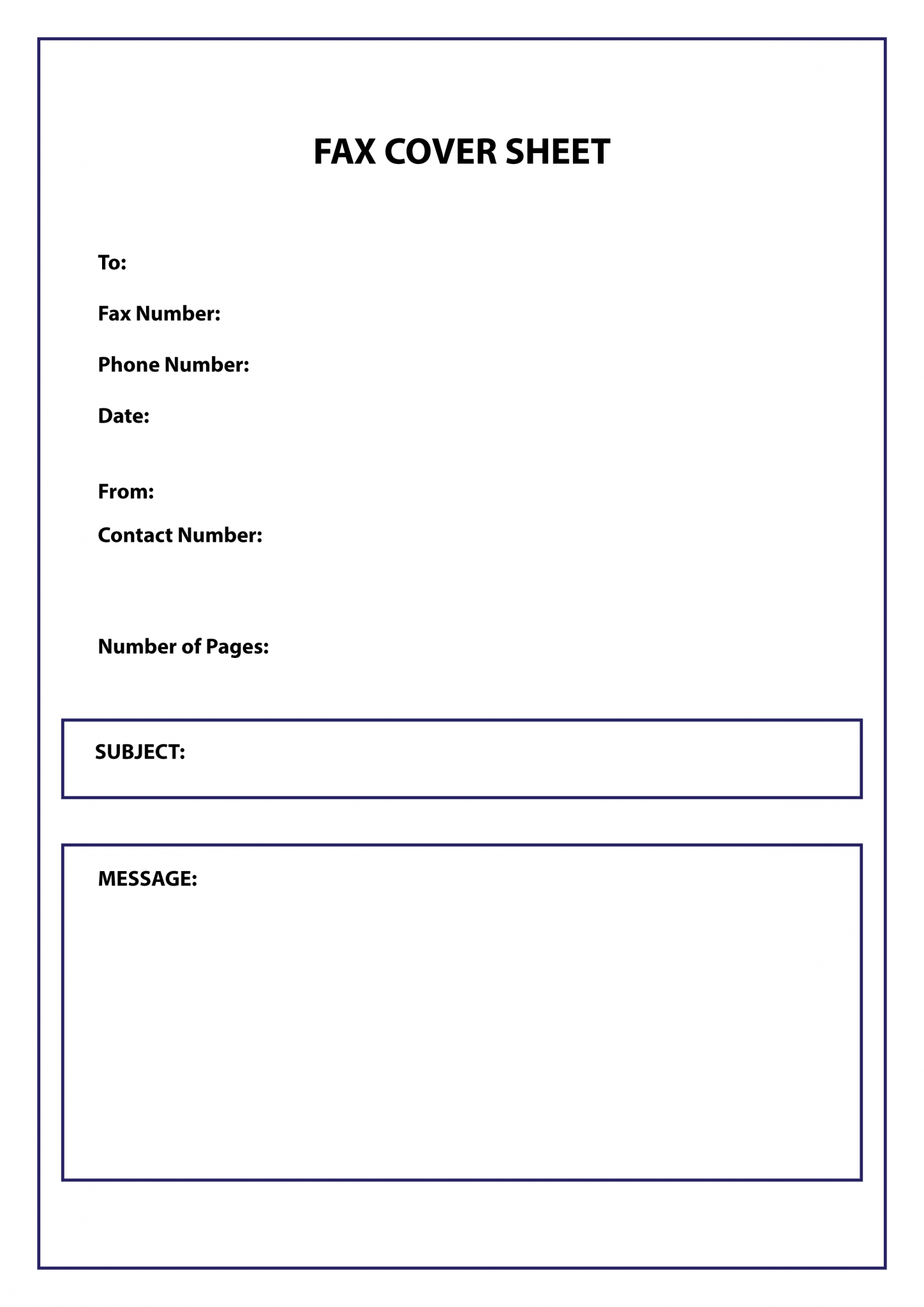 fax cover letter blank