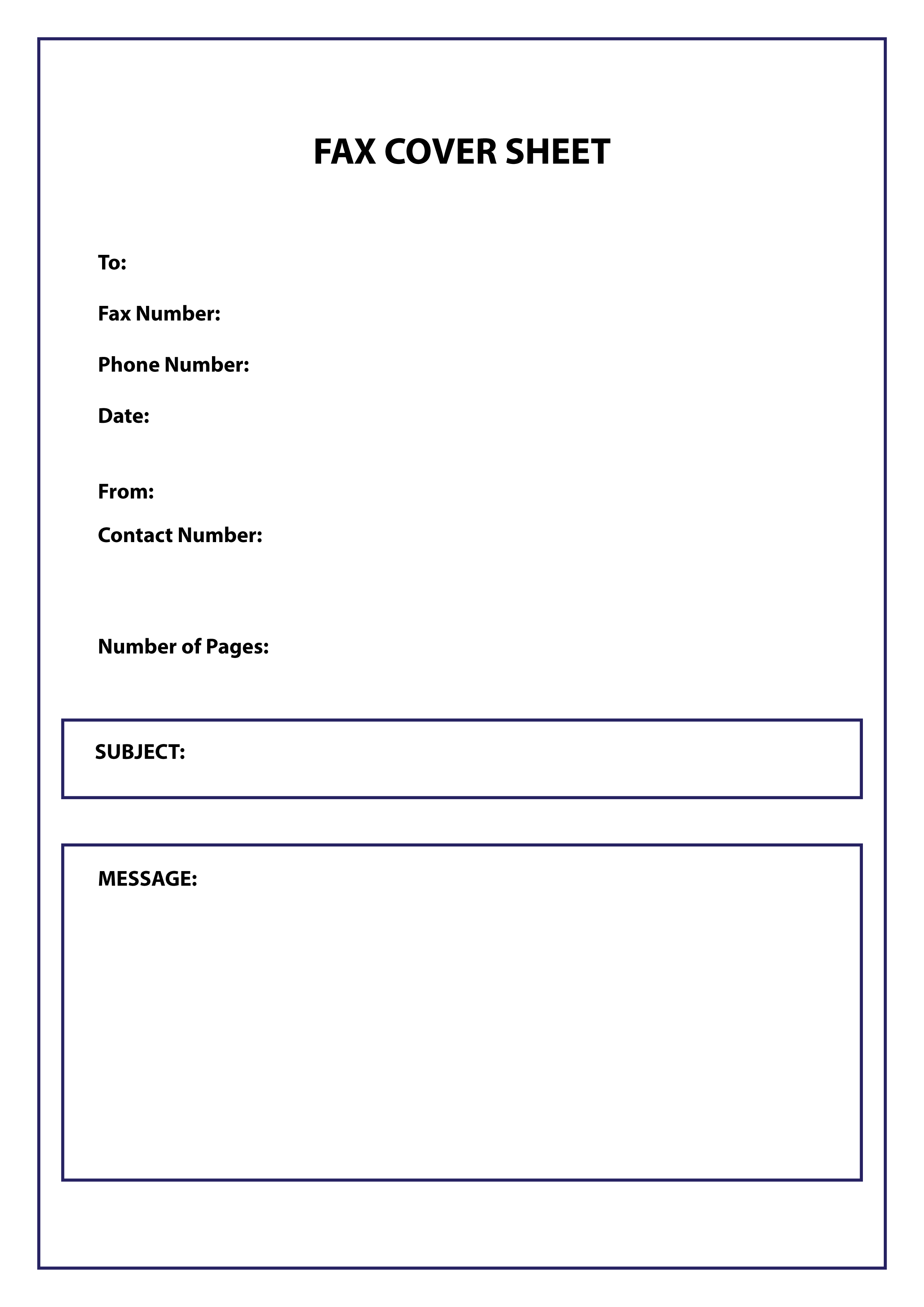 Free Basic Fax Cover Sheet Template PDF Word 