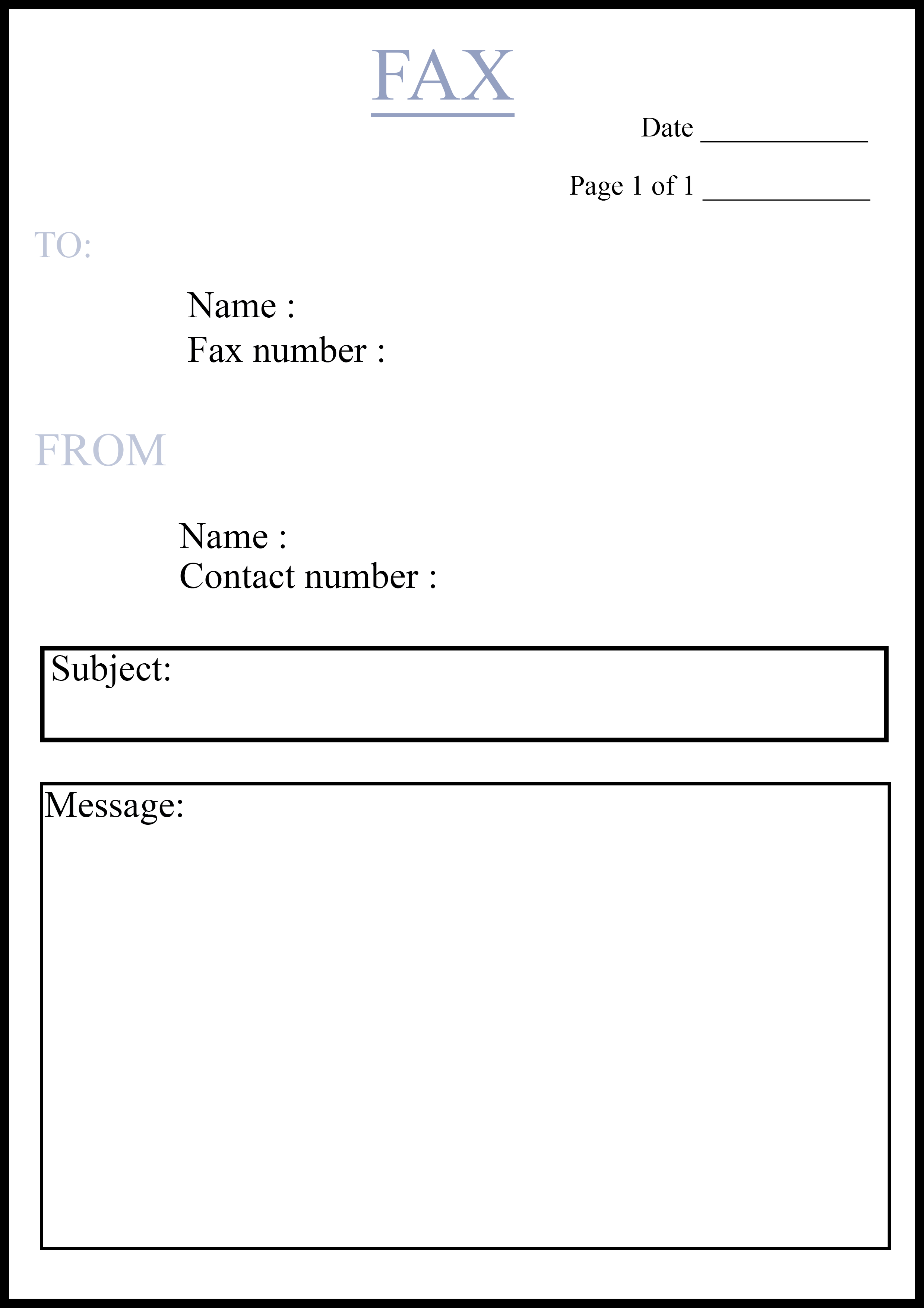 Personal Fax Cover Sheet