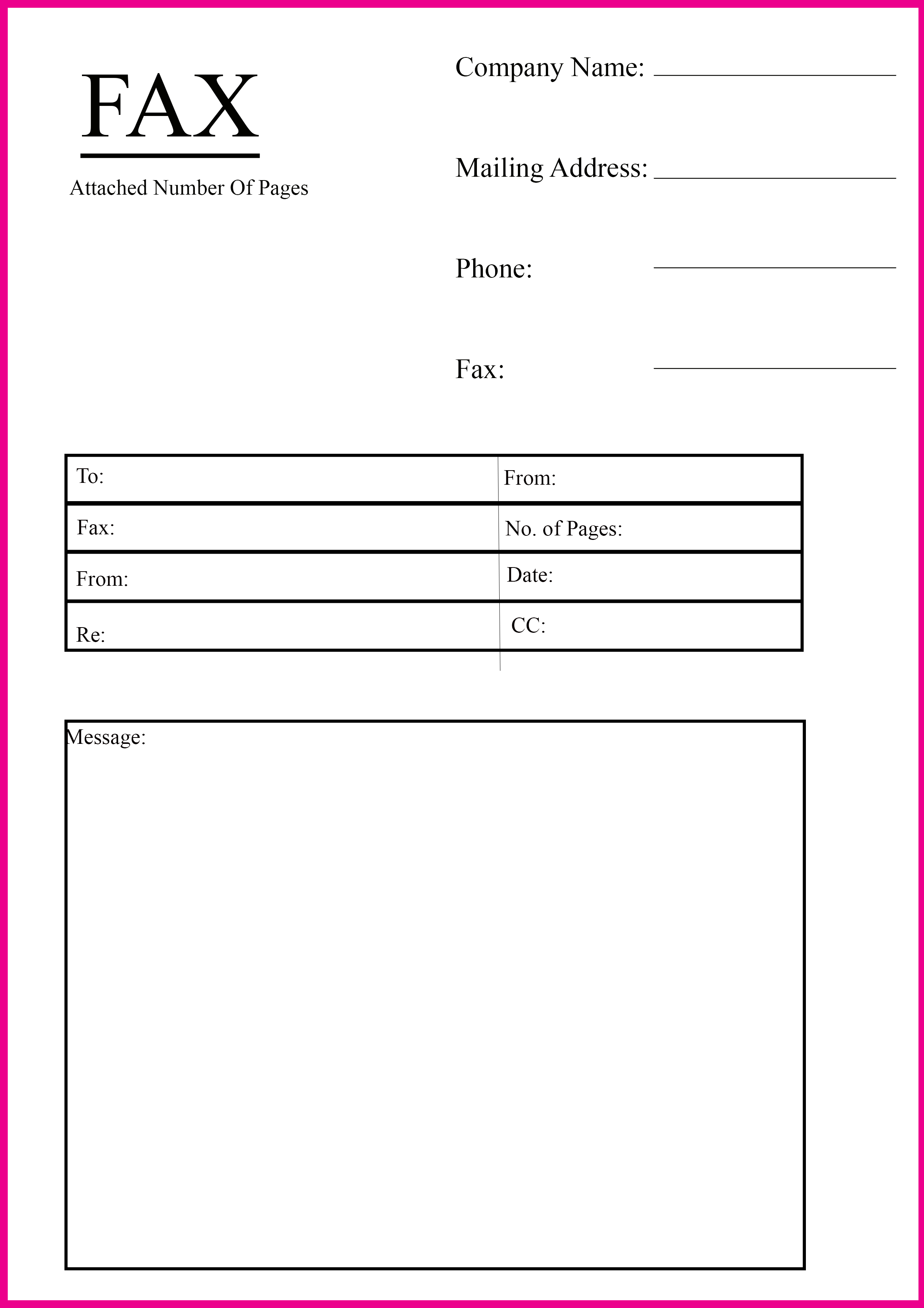 sample fax cover letter template