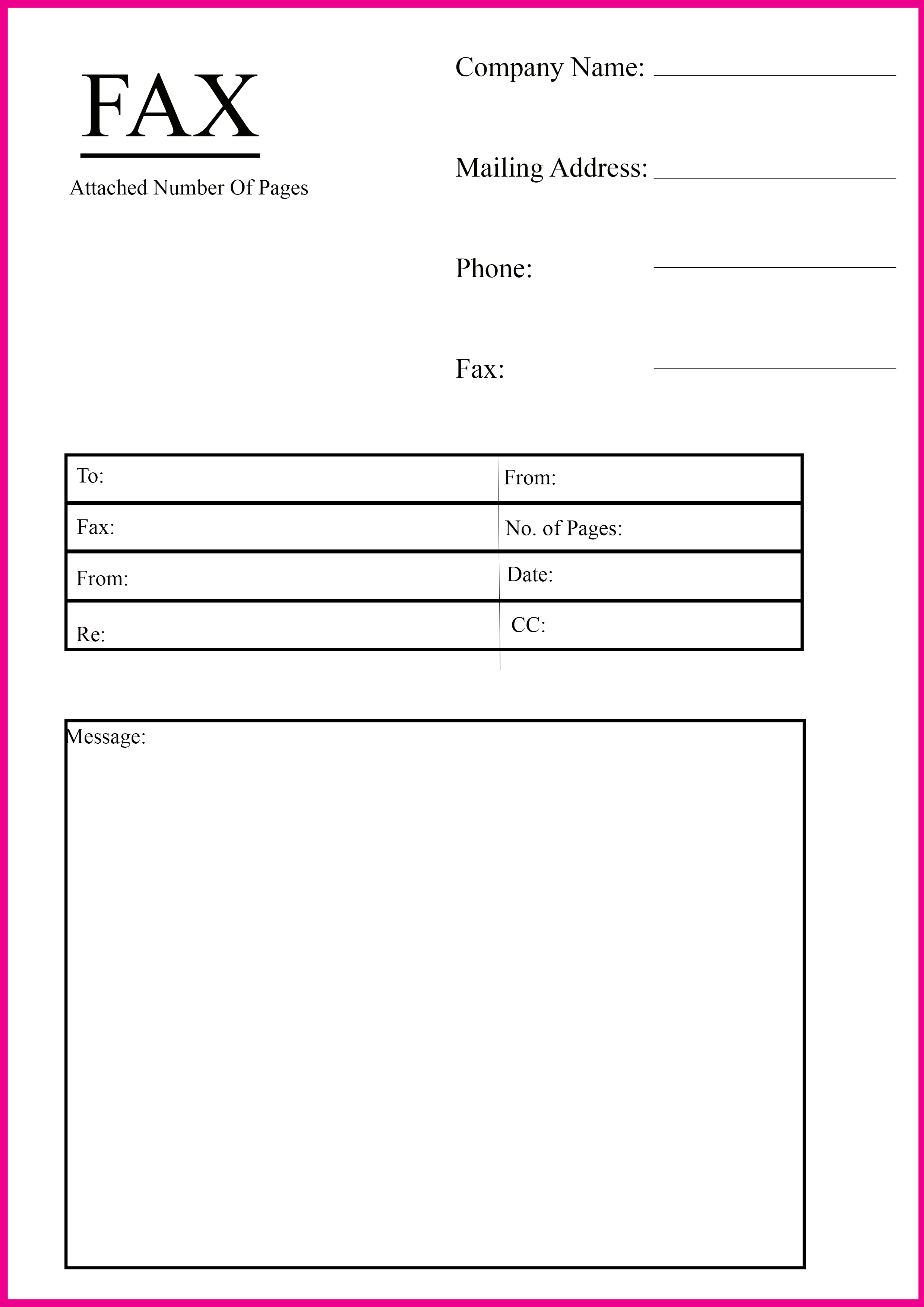 Fax Cover Sheet Free Template