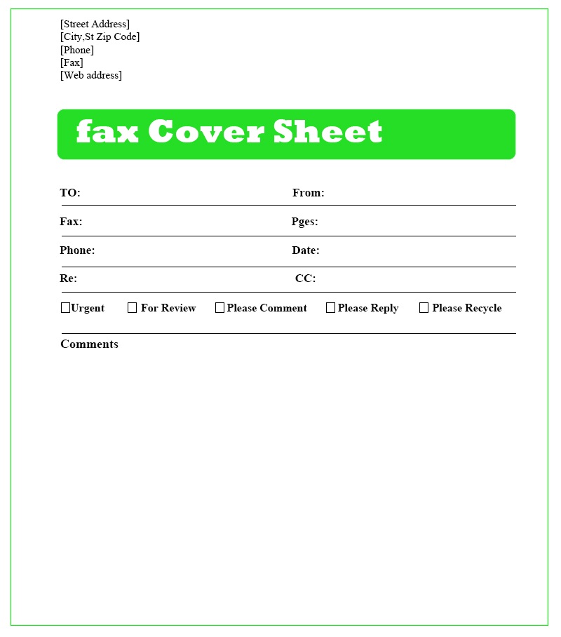 Blank Fax Cover Sheet Download