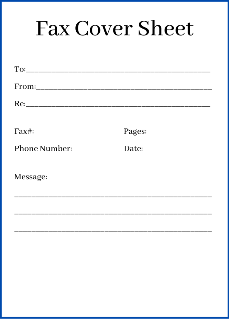 Free Printable Blank Sample Fax Cover Sheet with Example