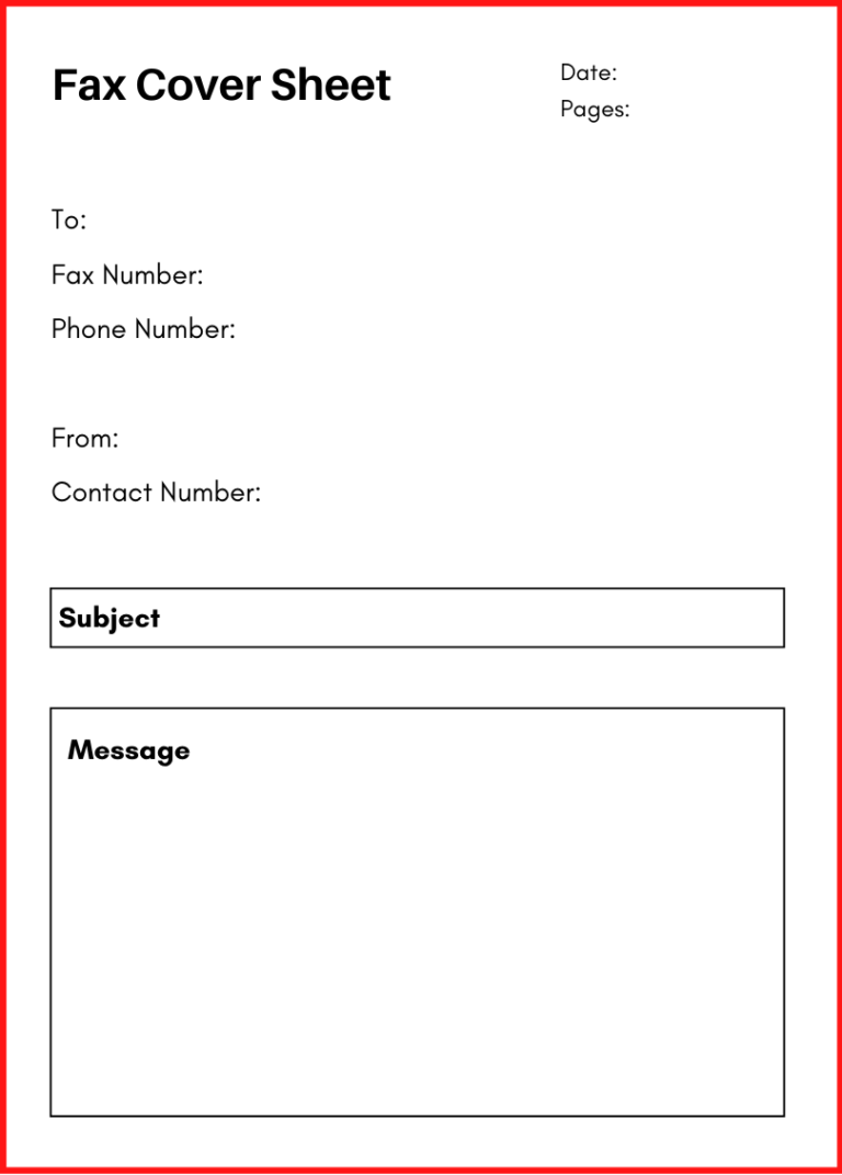 Free Basic Fax Cover Sheet Template {PDF & Word}