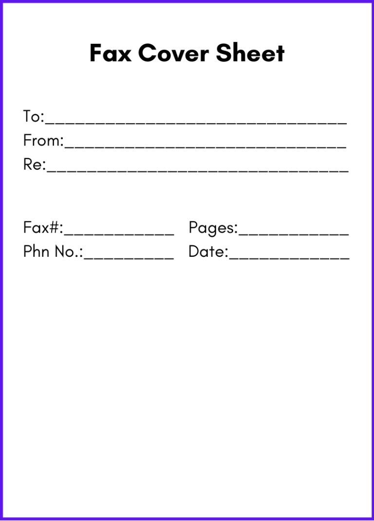 Blank Fax Cover Sheet Printable