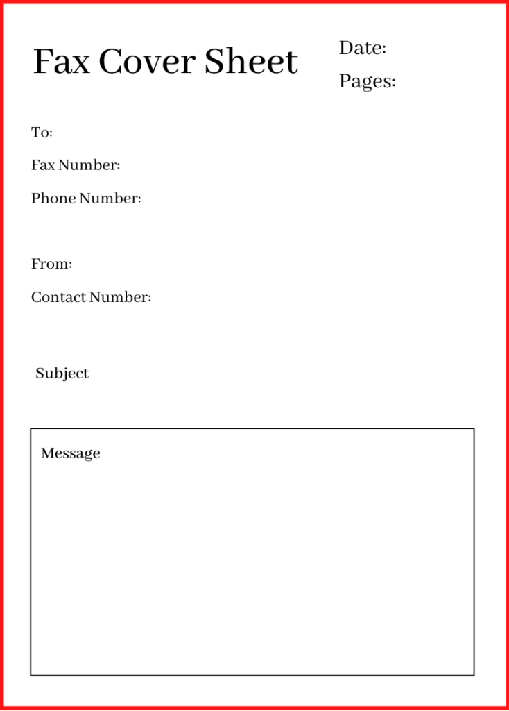 Personal Fax Cover Sheet Template