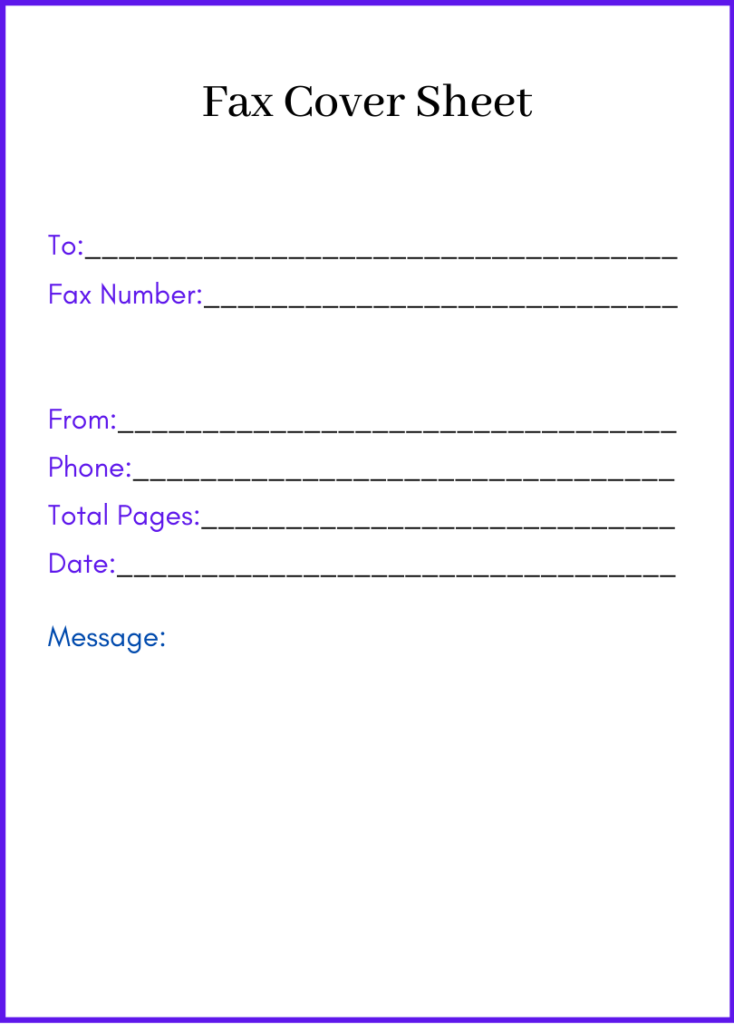 Printable Fax Cover Sheet PDF