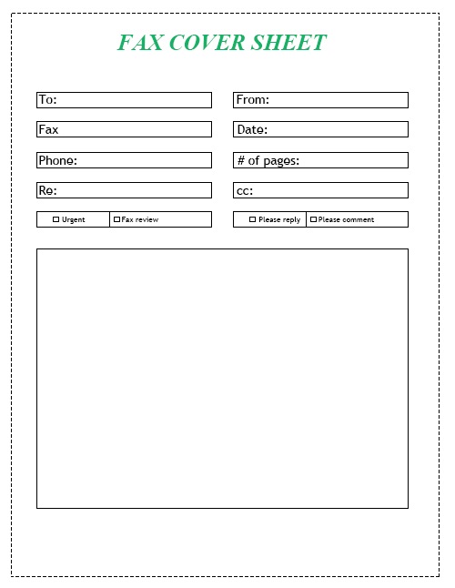 Printable Generic Fax Cover Sheet