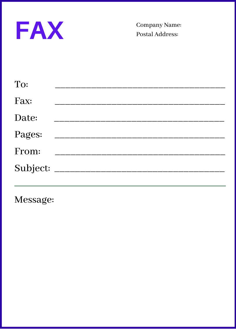 Professional Fax Cover Sheet Google Docs Template