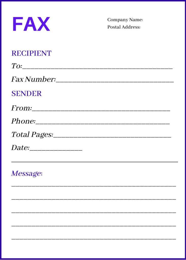 Professional Fax Cover Page with Google Docs