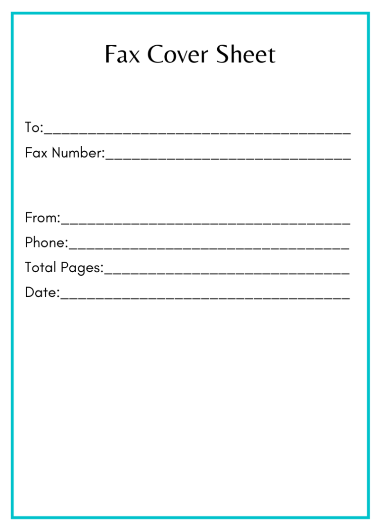 free basic fax cover sheet template pdf word