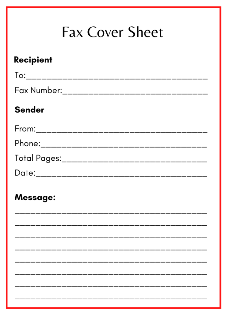 Sample Fax Cover Sheet Template