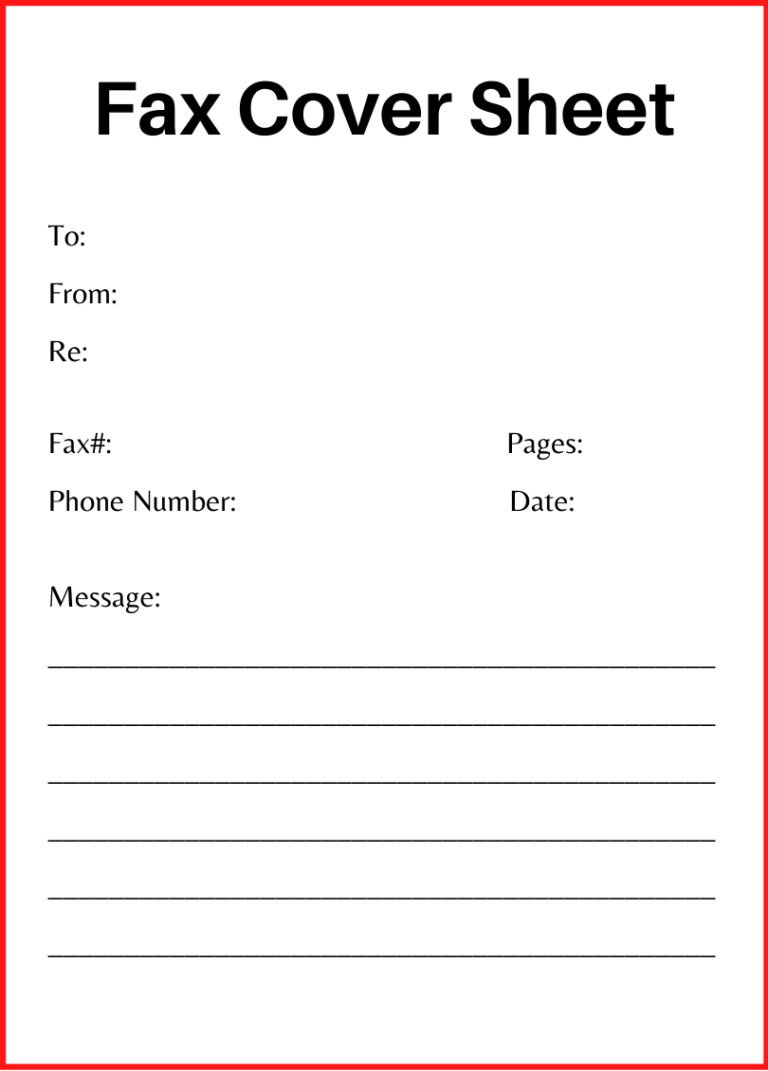 Free Generic Fax Cover Sheet Letter Template In PDF