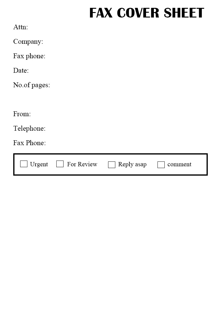 Blank Fax Cover Sheet Word