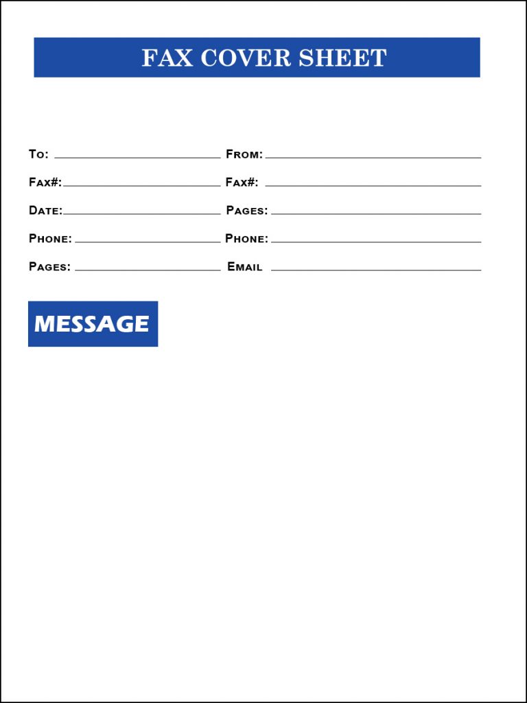 standard fax cover sheet template