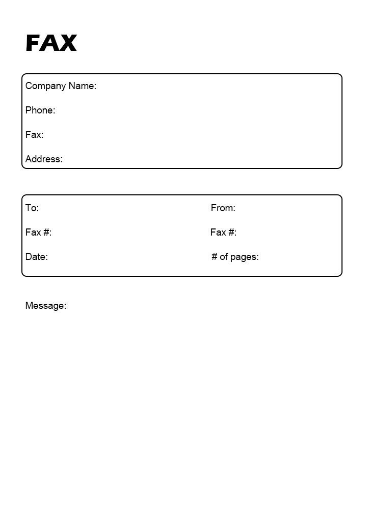 standard fax cover sheet