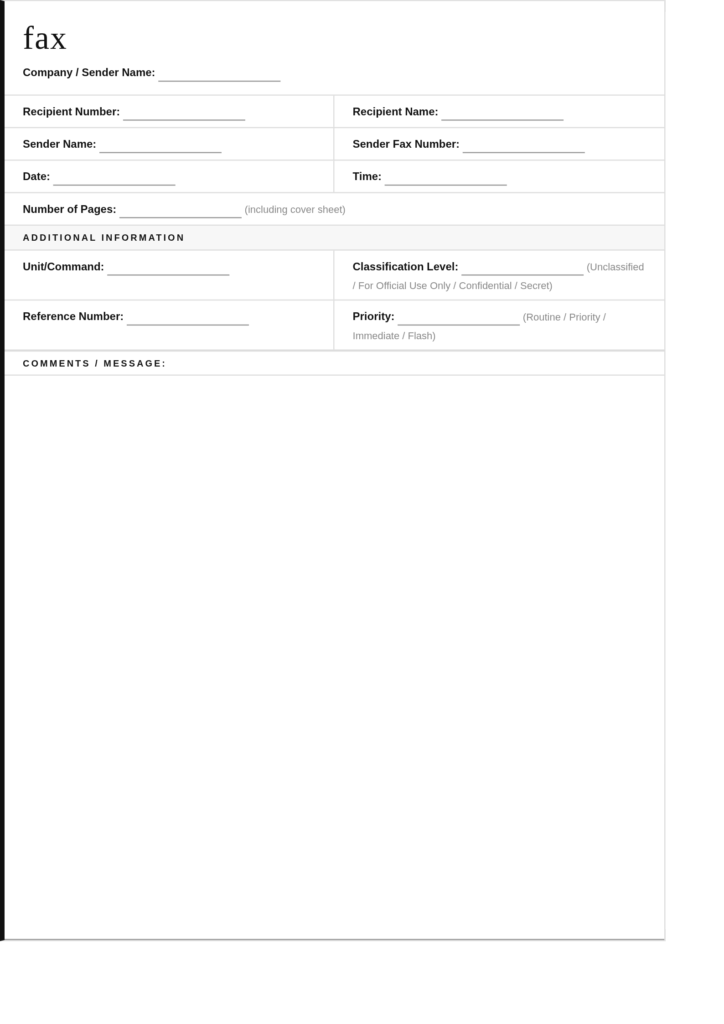 Army Fax Cover Sheet
