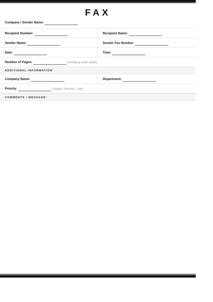 Basic Fax Cover Sheet