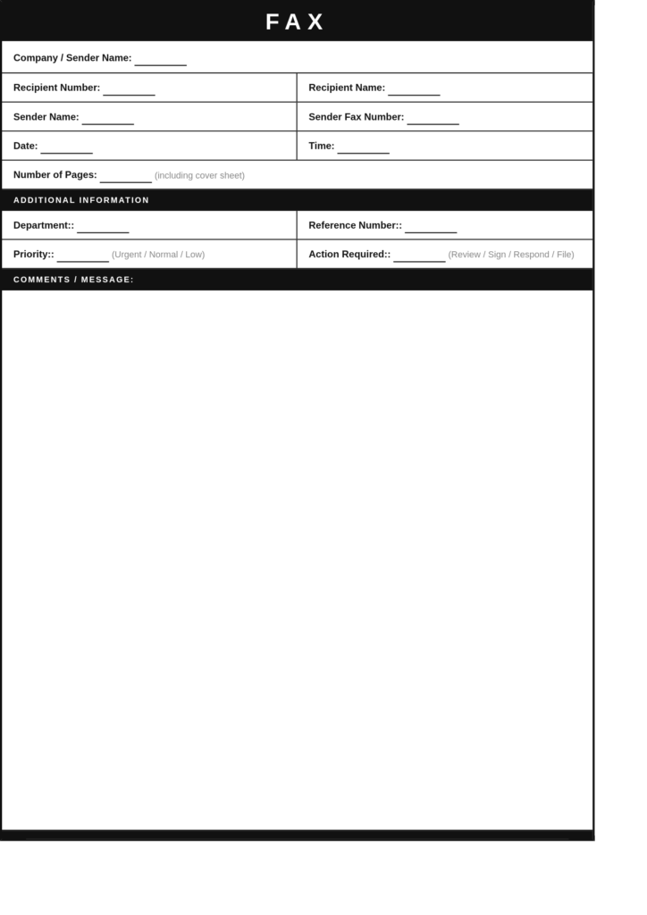 Business Fax Cover Sheet