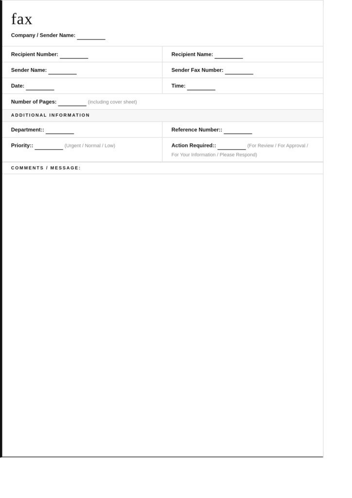 Company Fax Cover Sheet
