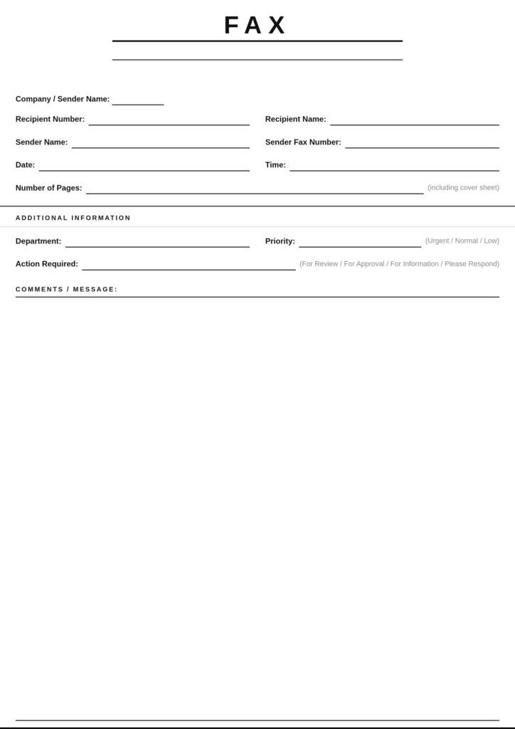 Generic Fax Cover Sheet