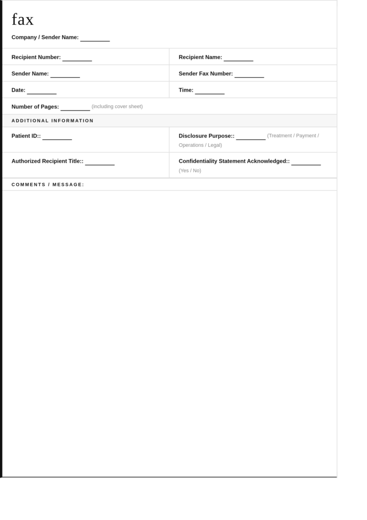 HIPAA Fax Cover Sheet