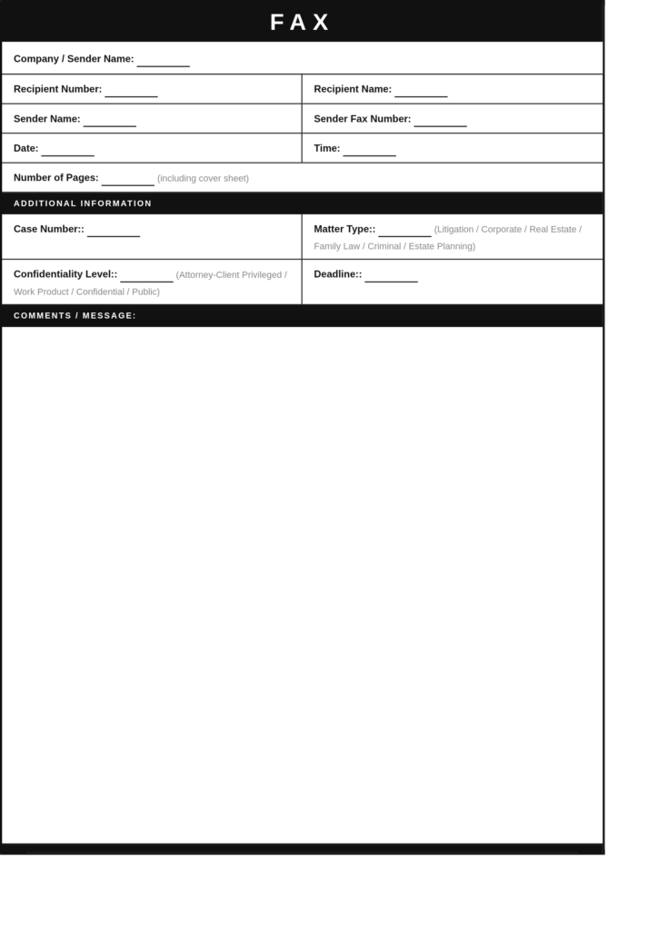 Legal Fax Cover Sheet