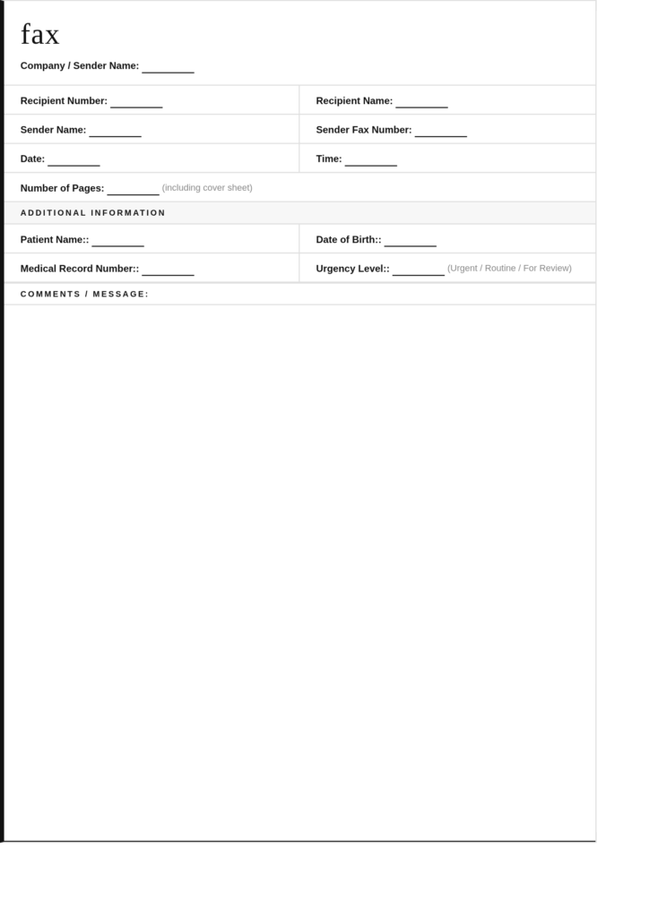 Medical Fax Cover Sheet