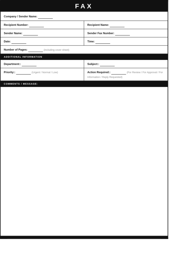 Office Fax Cover Sheet