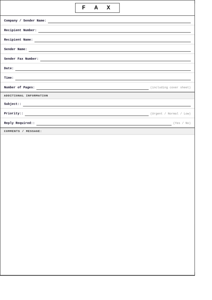 Simple Fax Cover Sheet