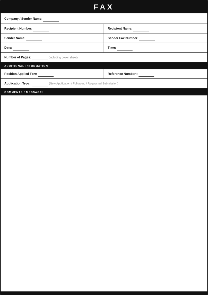 Resume Fax Cover Sheet